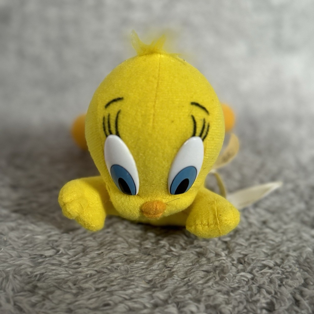 Looney Tunes 6" Tweety Bird Yellow Laying Bean Plush Stuffed Animal